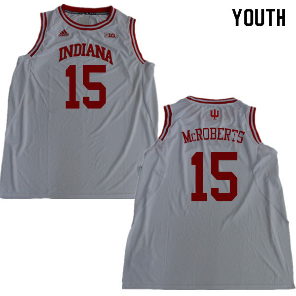 Youth #15 Zach McRoberts Indiana Hoosiers College Basketball Jerseys Sale-White - Click Image to Close
